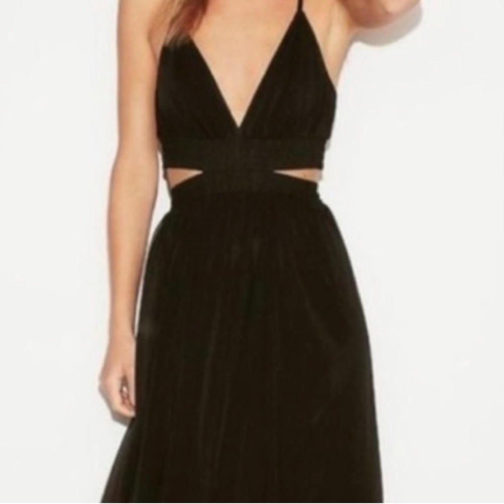Express XS BLACK CUTOUT ELASTIC WAIST BAND MAXI TIERED